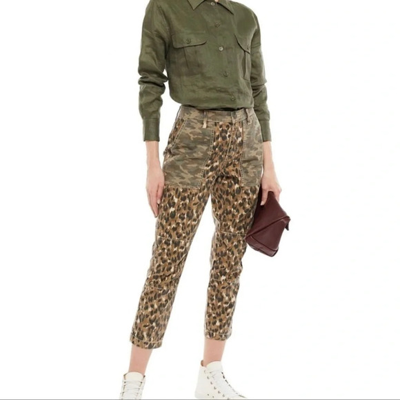 Current/Elliott Denim - NEW Current/Elliott The Clean Weslan Leopard Camo Print Slim Leg Pants Size 26